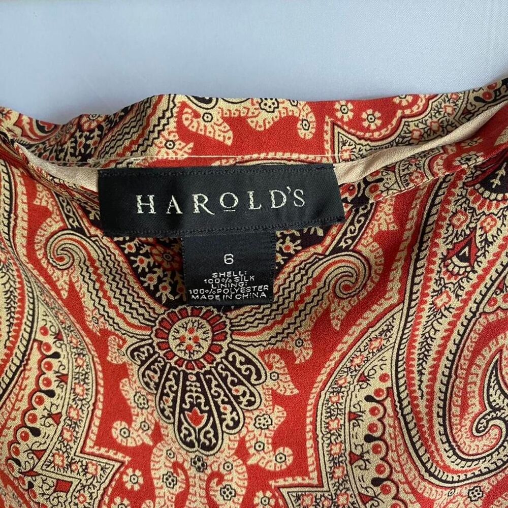 Harold's Women's Red and Tan Silk Maxi Skirt Size 6 - Picture 3 of 8